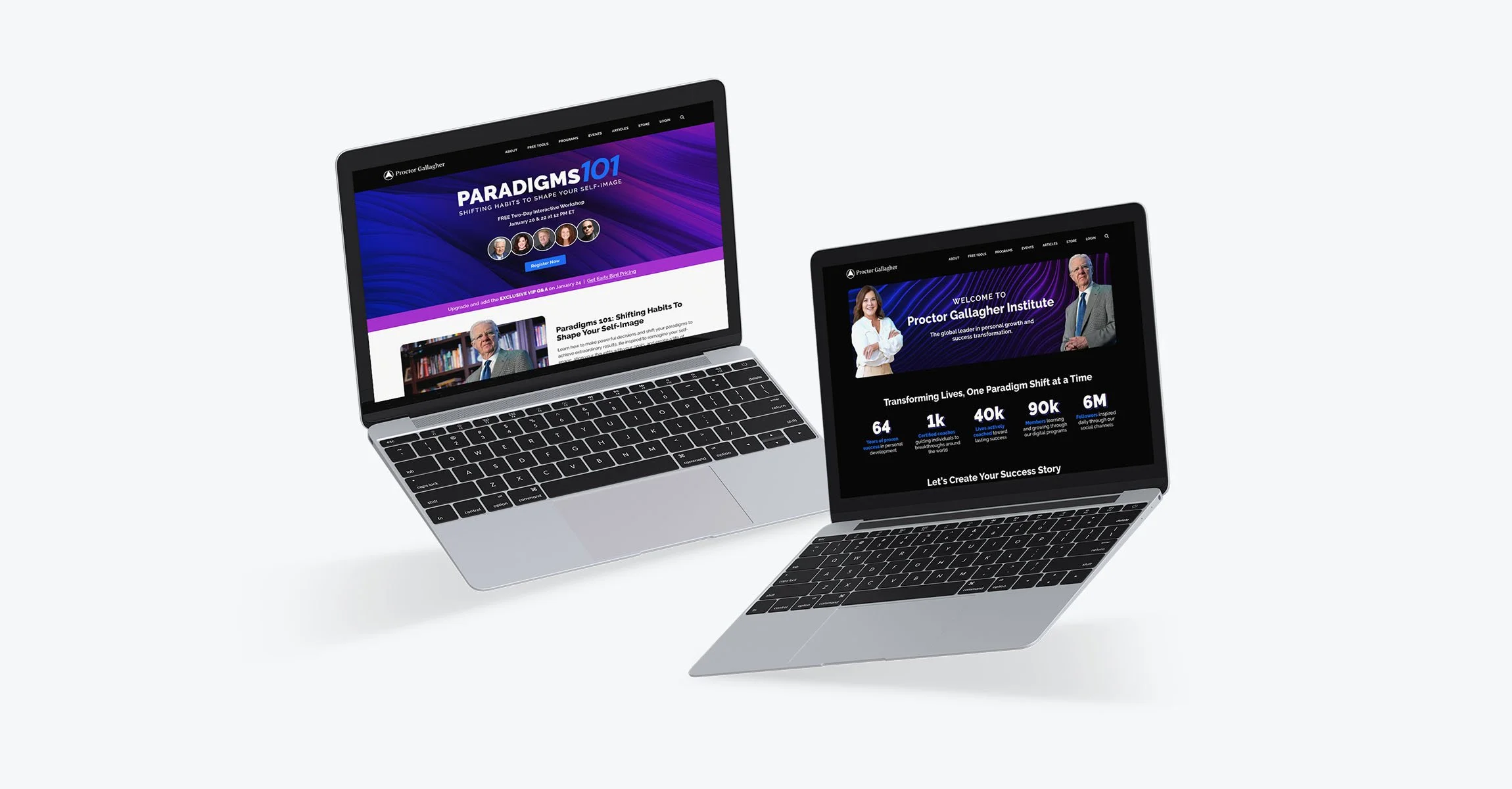 Two laptops showcasing web design