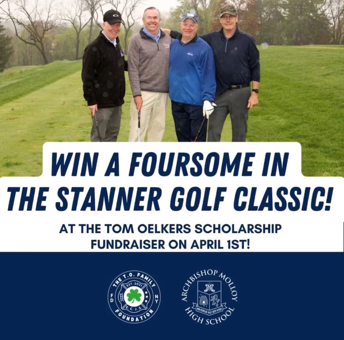 Win a foursome at the Annual Stanner Golf Classic on April 1st at the Tom Oelkers Scholarship Fundraiser! 🏌️⛳️💙

Join us at One Station Plaza in Bayside- Open Bar &amp; Food 
$75 per person | Cash entrance at the door!

Funds raised go to the Tom O