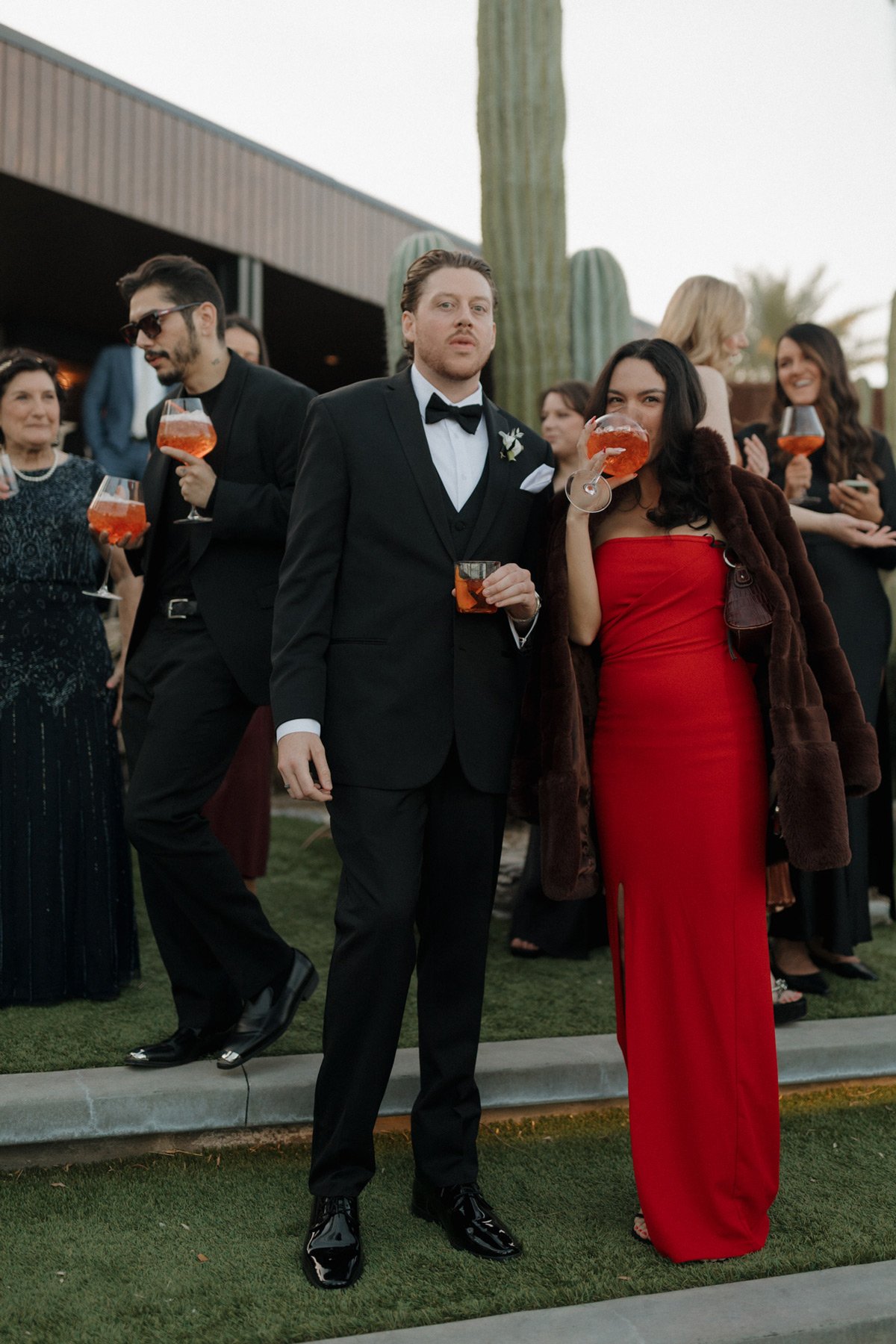 Guests sipping cocktails by Palm Springs private event bartenders