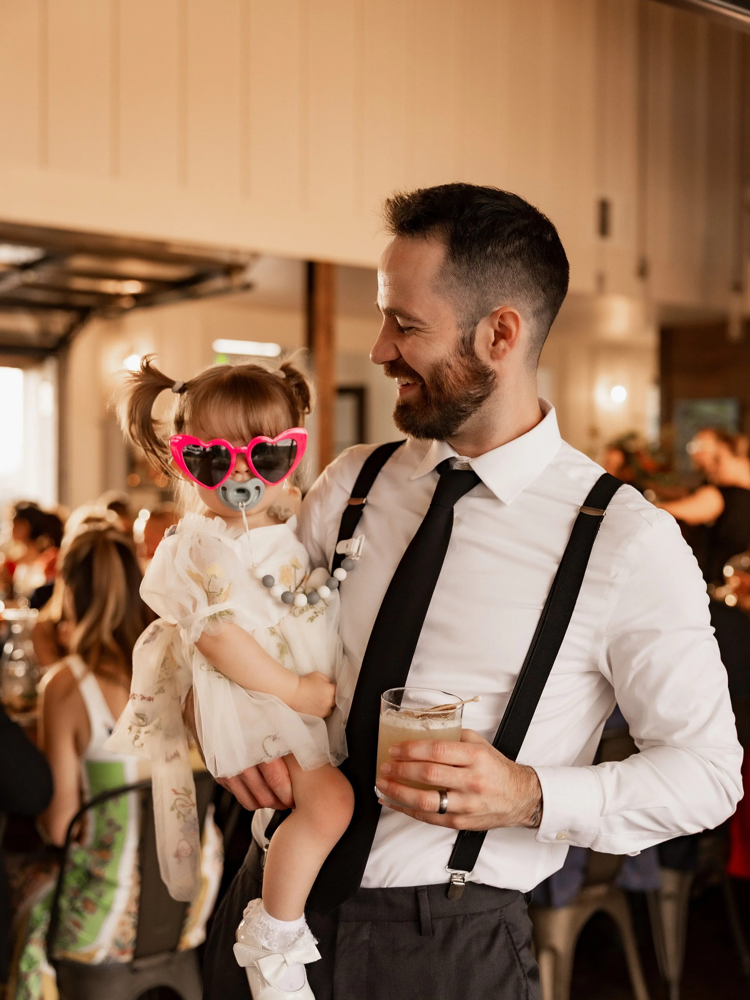 Father and daughter at wedding reception catered by Amaro Bartending.