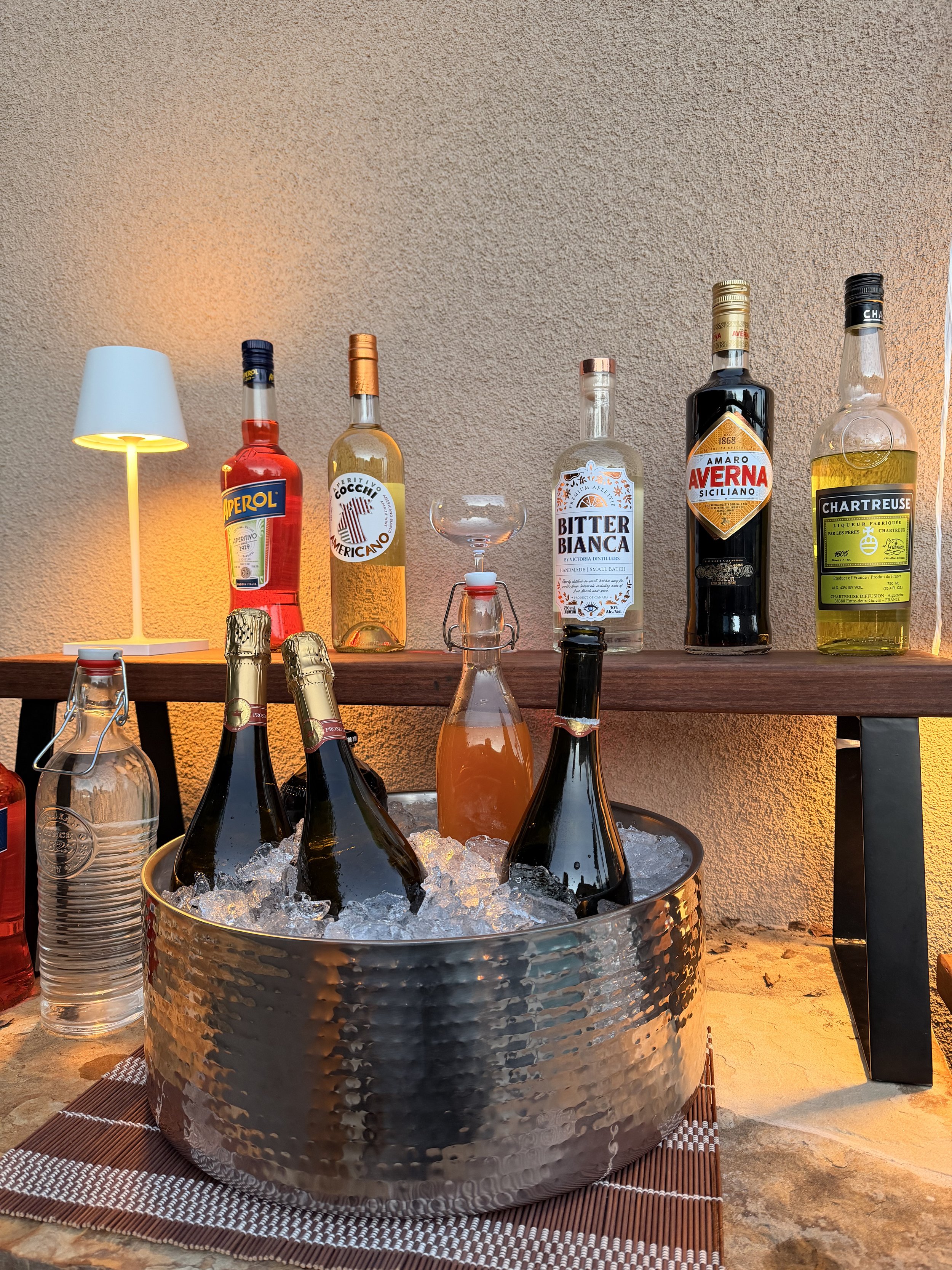 champagne on ice and high end bottles for bartending a private party in palm springs