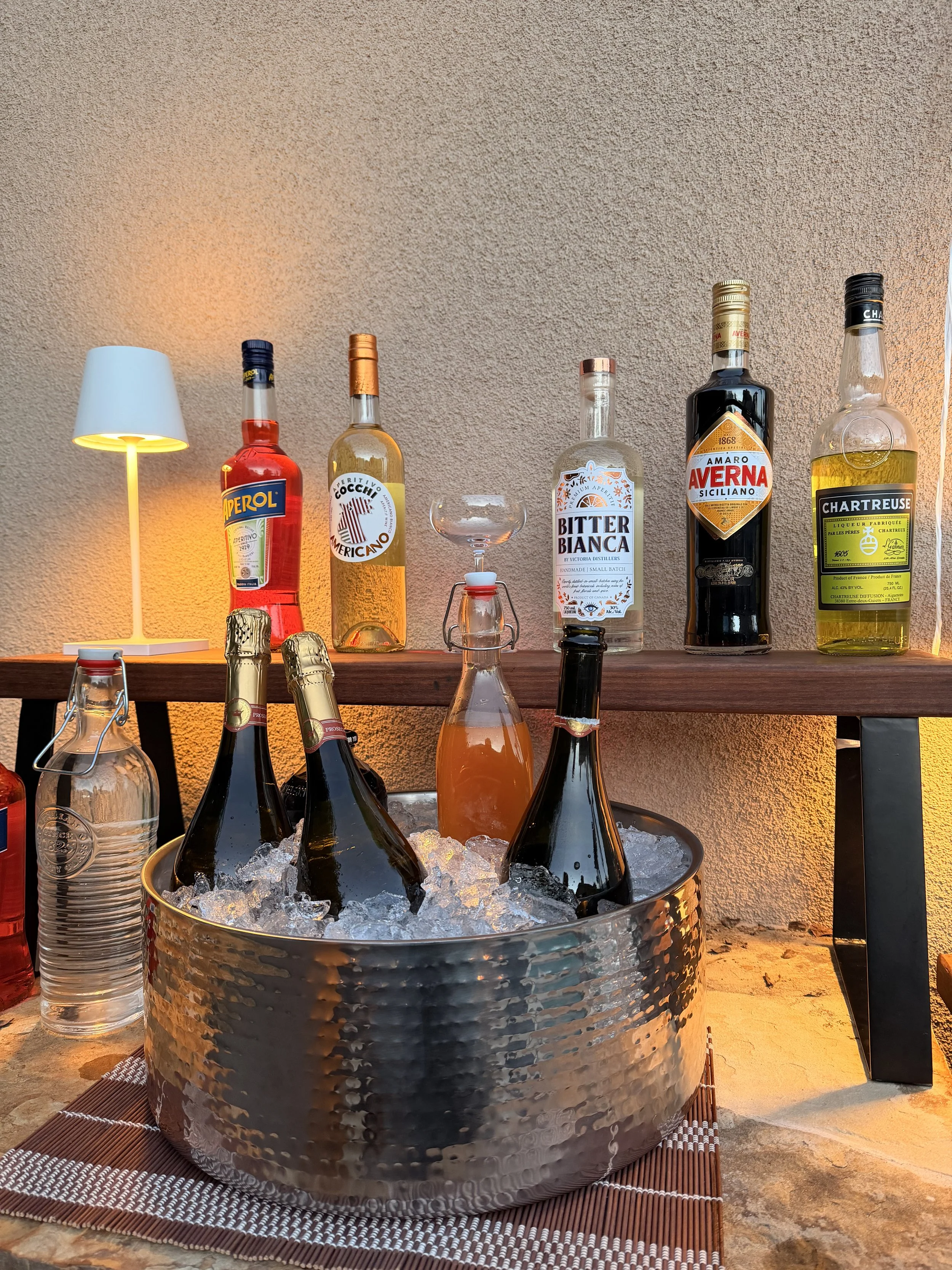 An Italian themed party with lot's of Amaro. Private backyard pool party in Palm Springs.