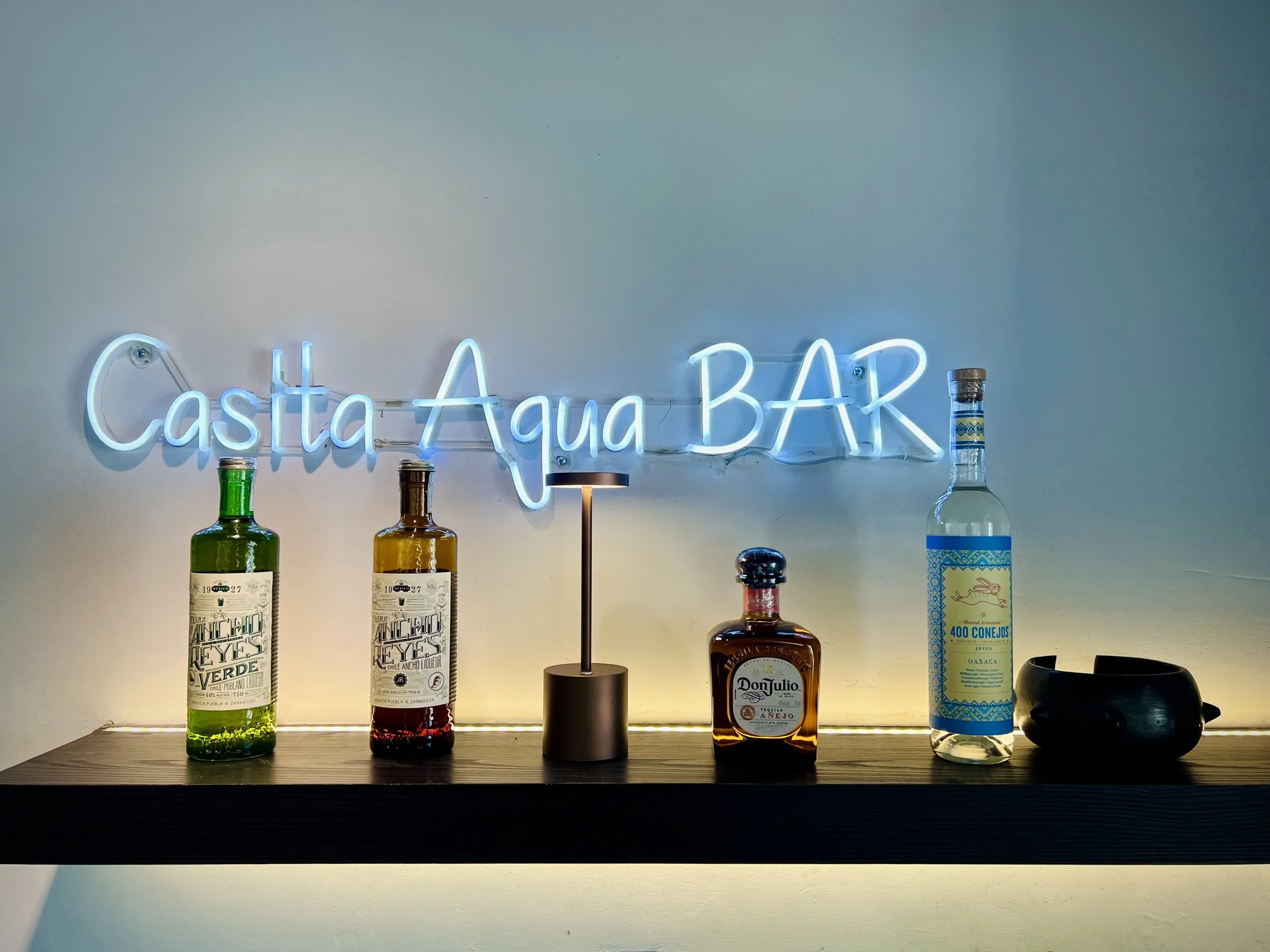 Bar set up by Amaro, a mobile bartending service in Palm Springs and Portland.