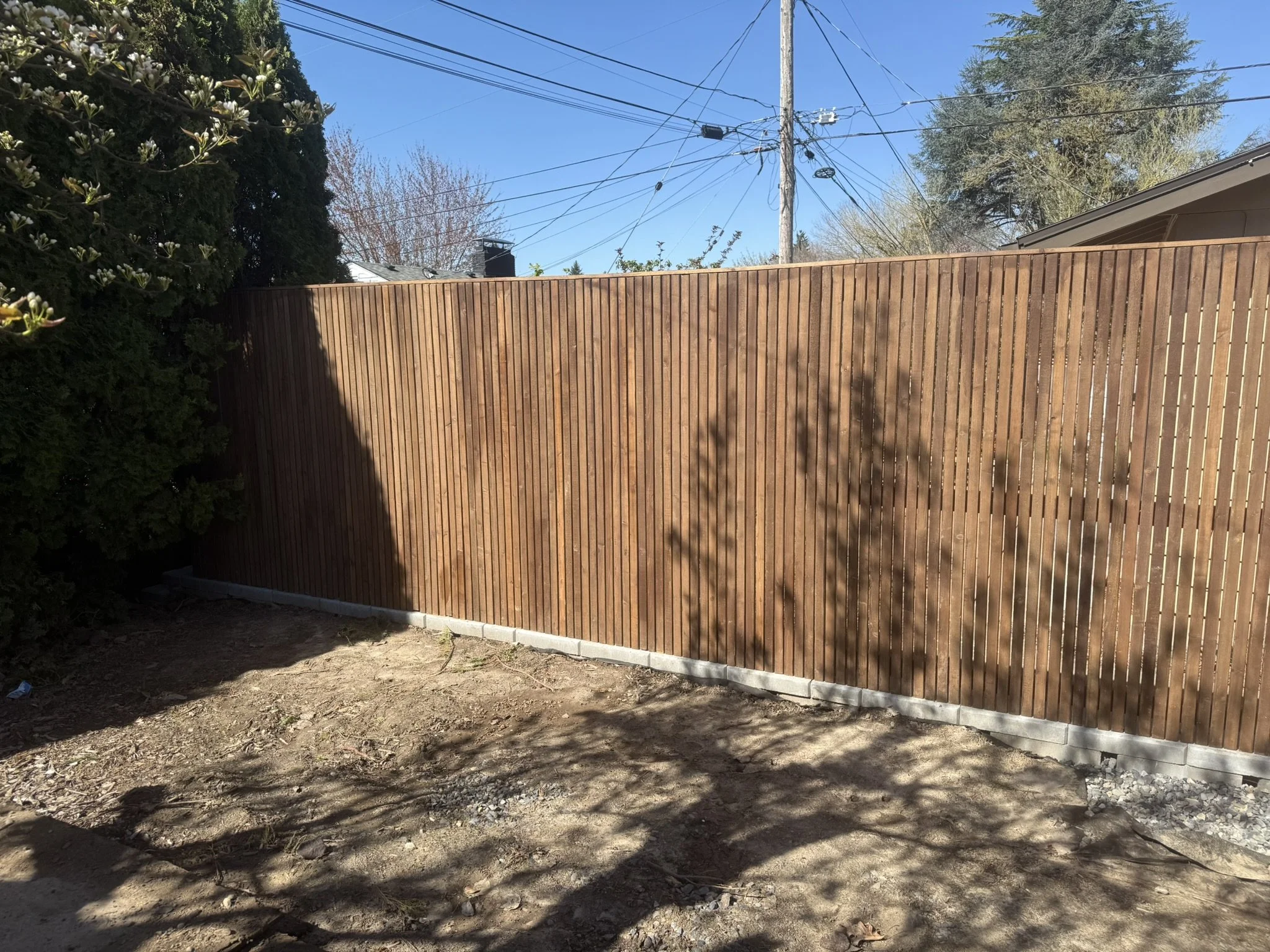 Stained Cedar 1x2 Privacy Fence 