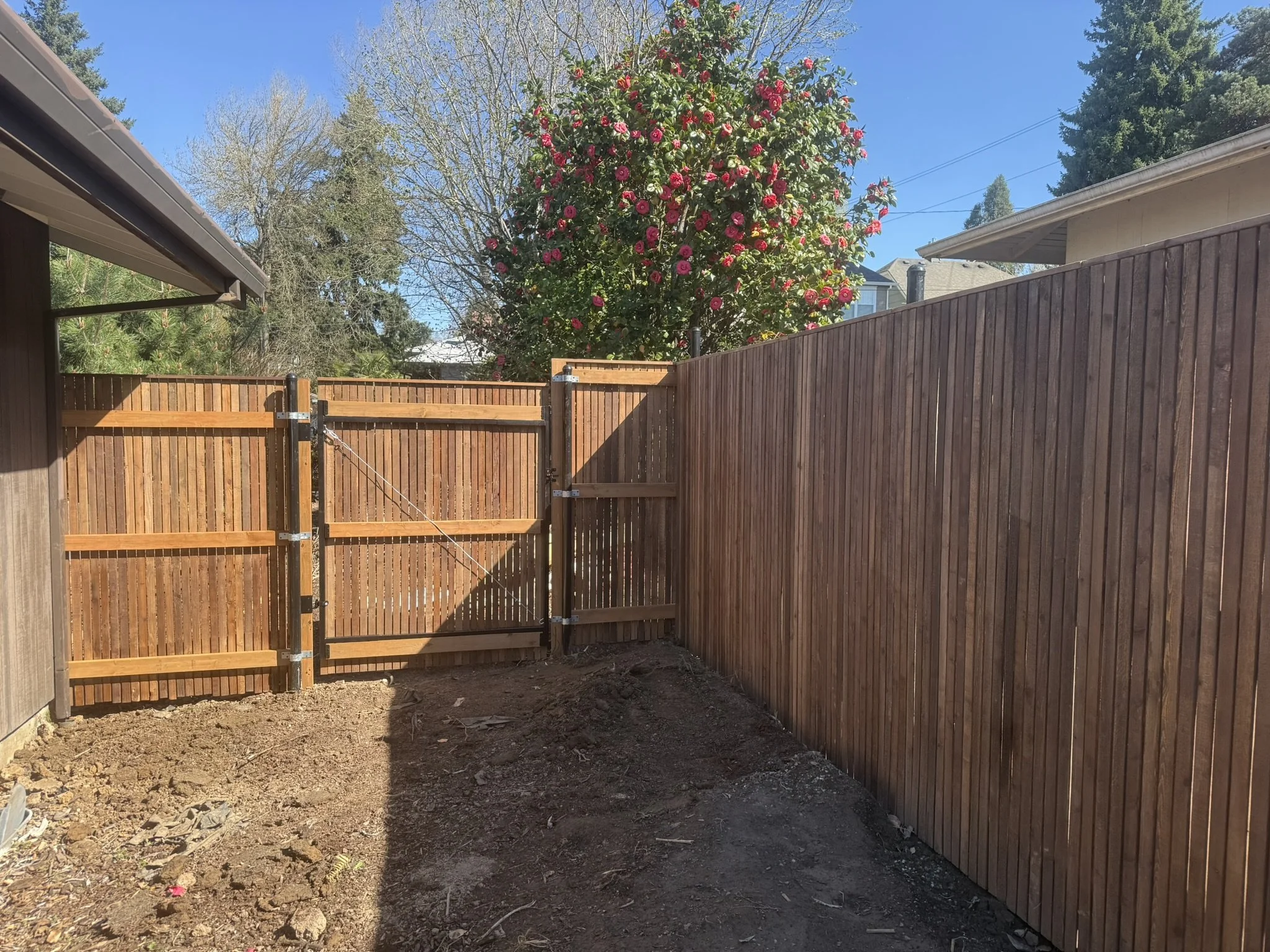 Stained Cedar 1x2in Privacy Fence 