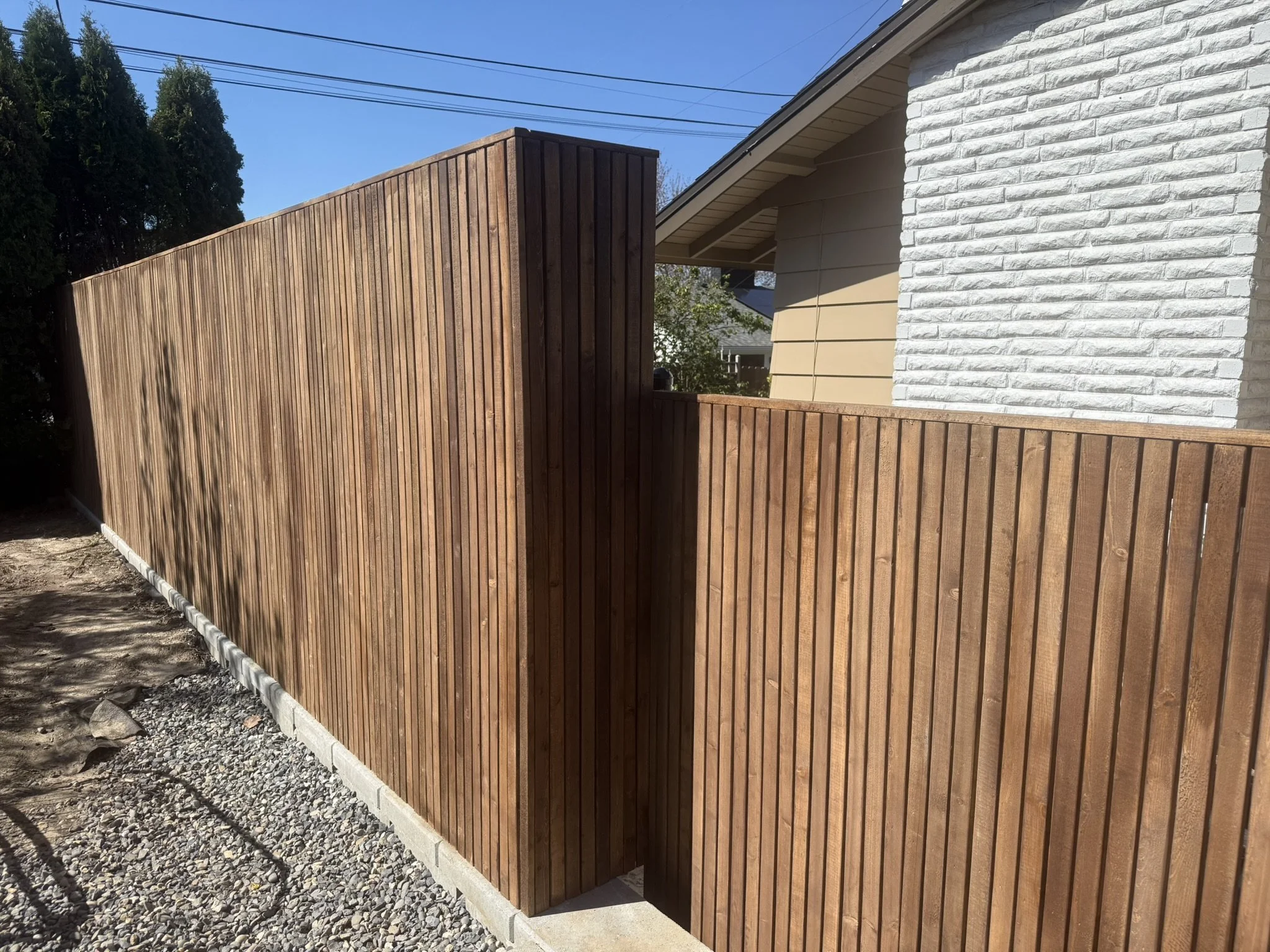 Stained Cedar 1x2in Privacy Fence 