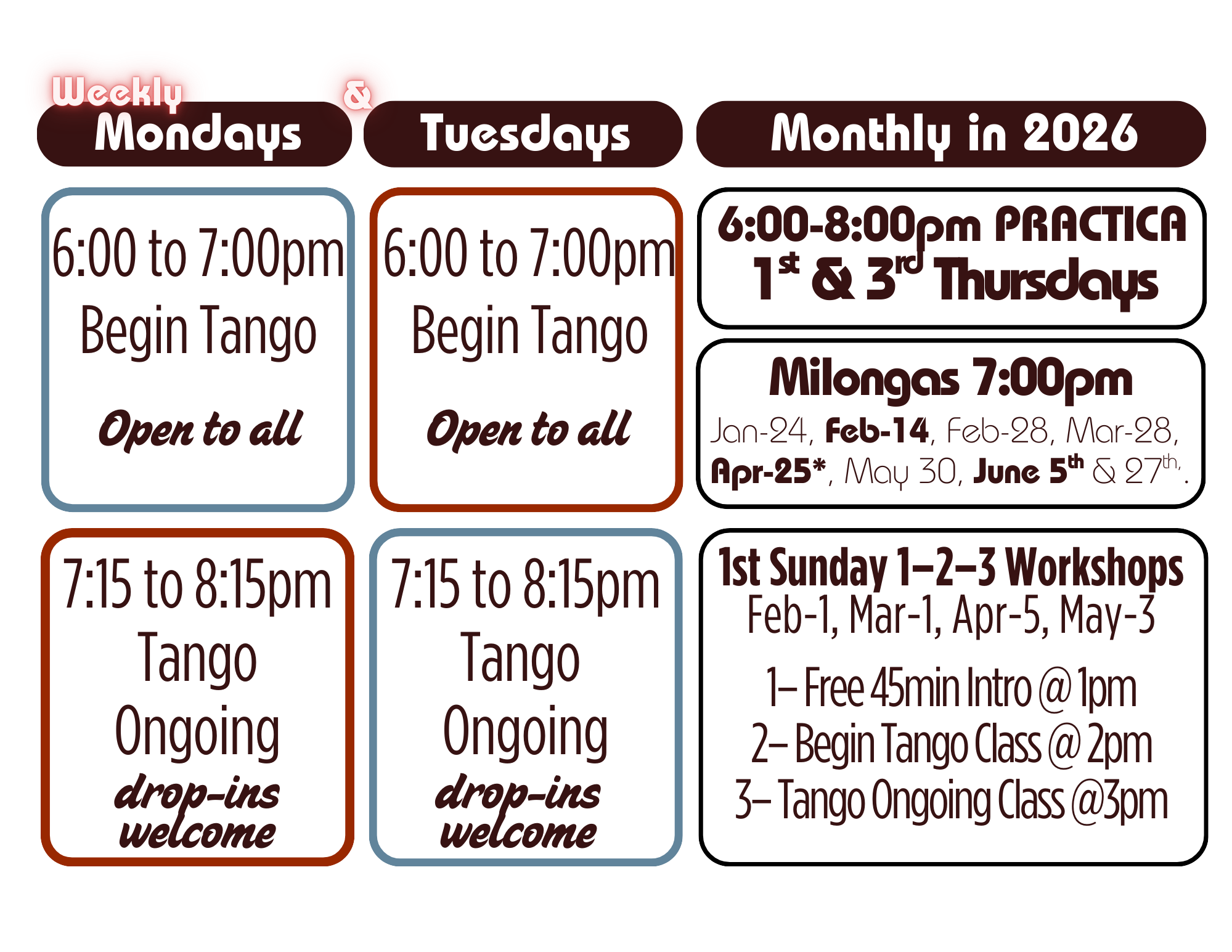 Puerta al Tango Dance Class Schedule Albuquerque 2026