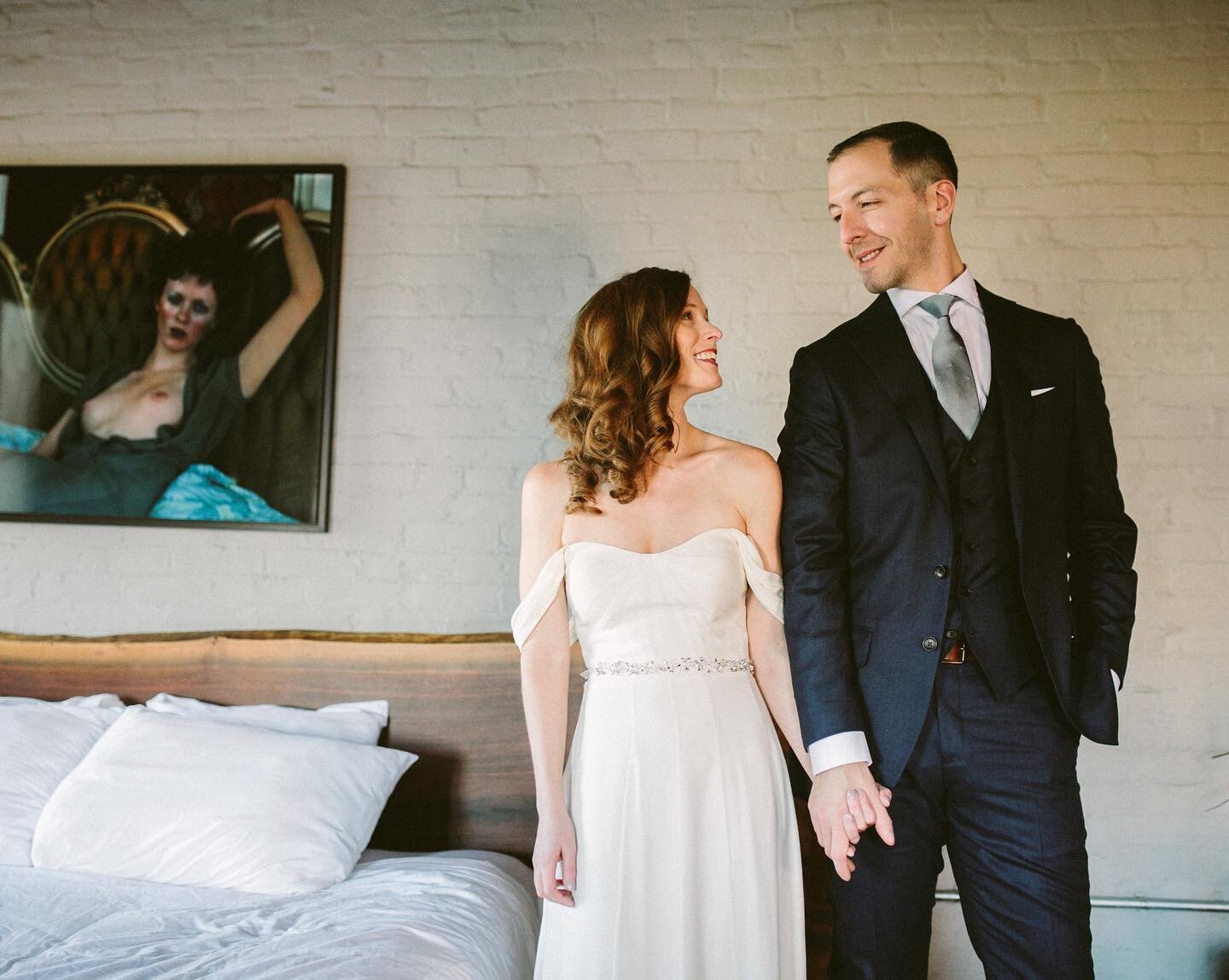 Chris and Liz at @wmmulherinssons hotel - I love that they got ready together in the same room on their wedding day after 10 years together.  #nycweddingphotographer #philadelphiaweddingphotographer