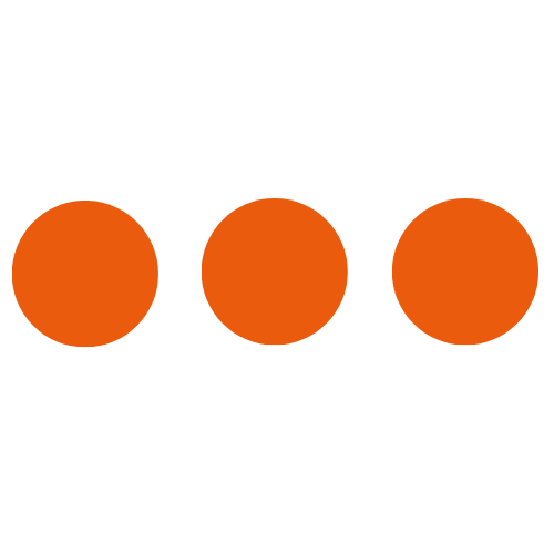 Three orange circles aligned horizontally below a line of text.