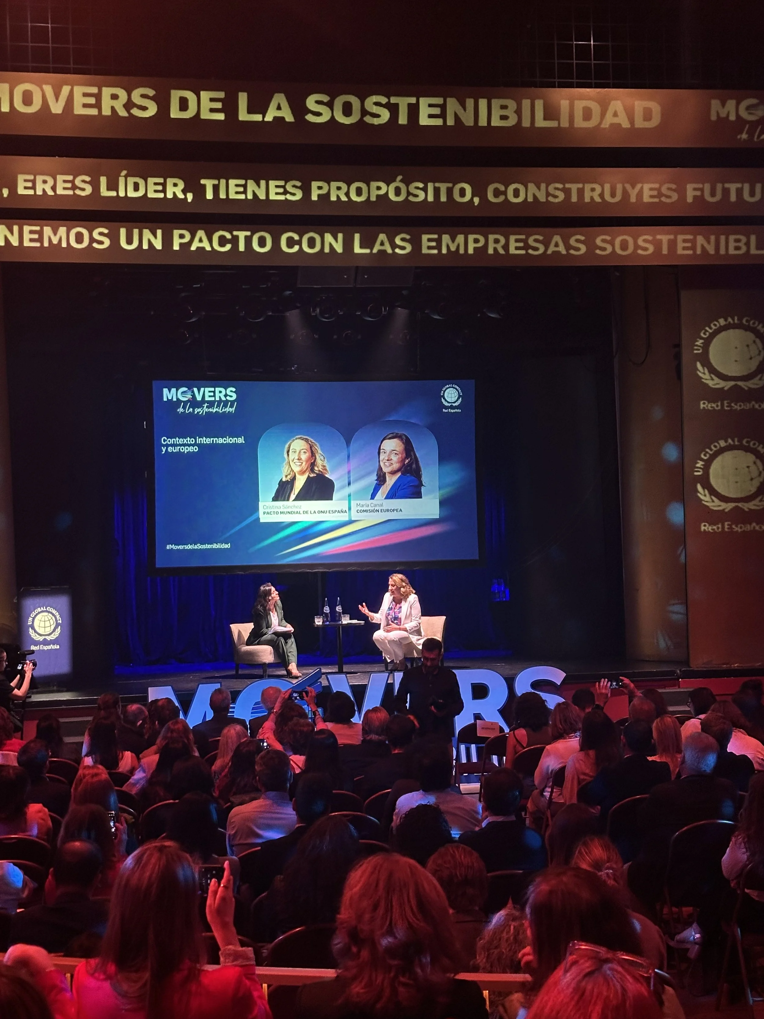   Cristina Sánchez del Pacto Mundial y María Canal de la Comisión Europea  