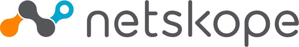 Netskope logo with network icons in gray, blue, and orange.