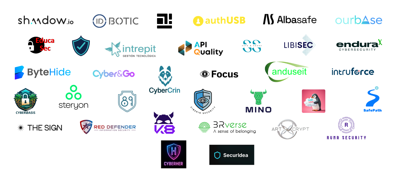 The logos of the startups from the five editions of W4C Startup School