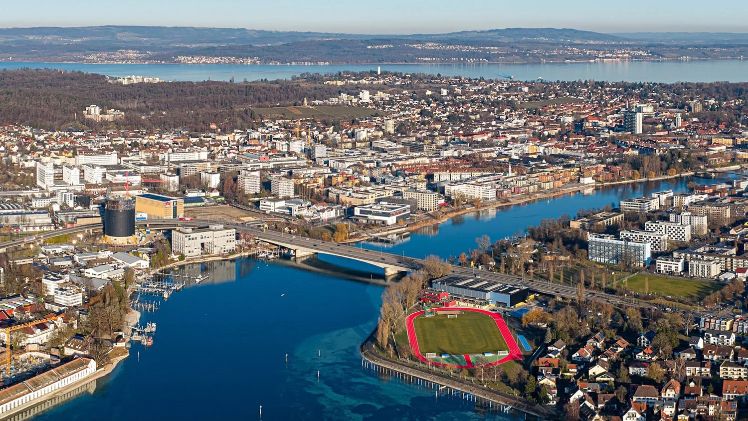 Alpine mountains, lakes and Chili Red