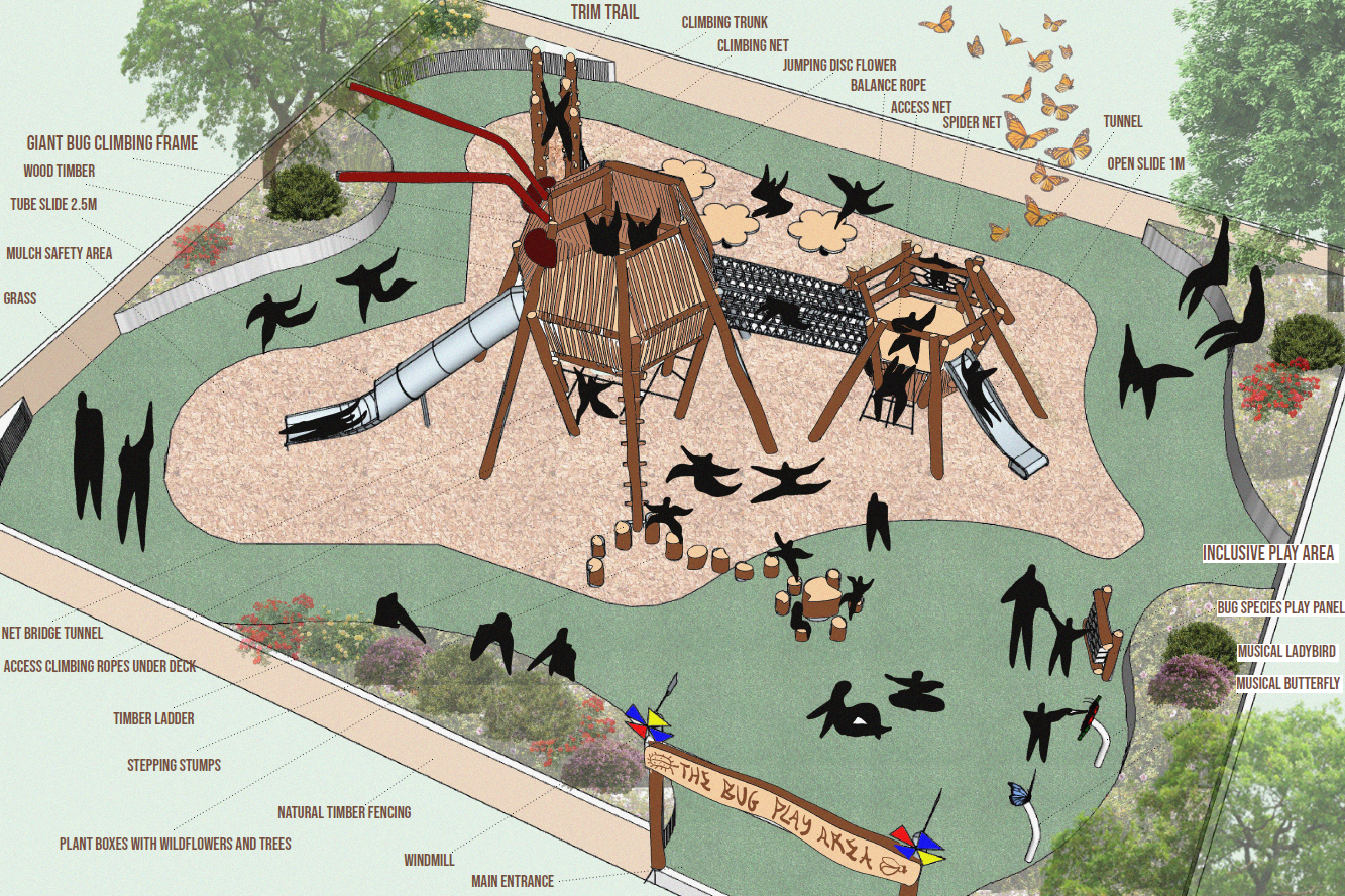 The Bug Play Area (UK) - A play area for a charity center themed on bug, 2025