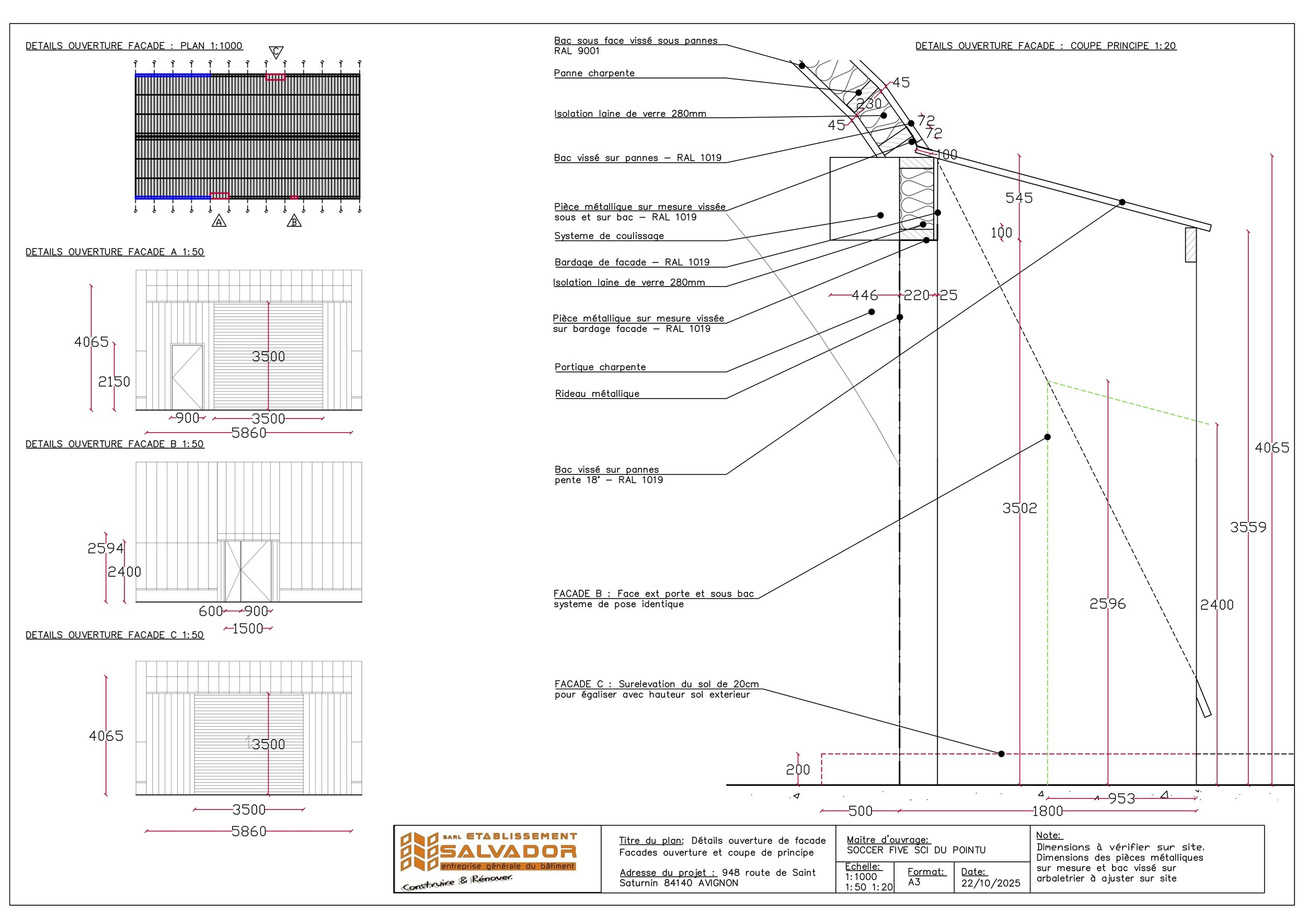 Soccer Five, Avignon (FR) - Technical drawing for the rénovation of a sport club - In collaboration with Paul Garcias, Elliot Penel and  Salvador Ets - 2025