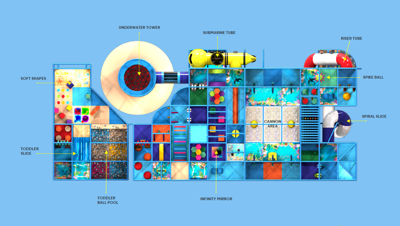 Trampo Messllah, Kuweit City (Kuweit) - Indoor play frame and reception design for a leisure center - In collaboration with SPI Global Play, 2025