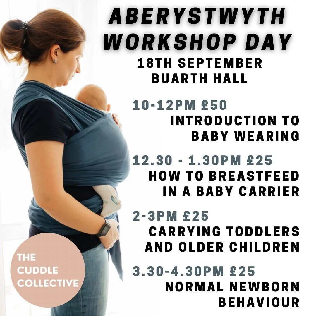 We will be in Aberystwyth on Sunday the 18th September, running lots of lovely workshops ☺️

👉 Introduction to Baby Wearing Workshop

👉Carrying Toddlers and Older Children Workshop

👉How to Breastfeed in a Baby Carrier Workshop

👉Normal Newborn B