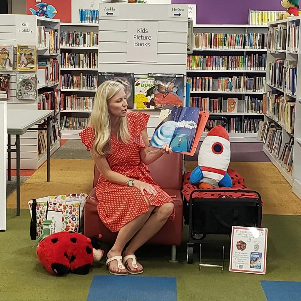 Author Melissa Trempe reading Ladybug Launch at a Library in York PA