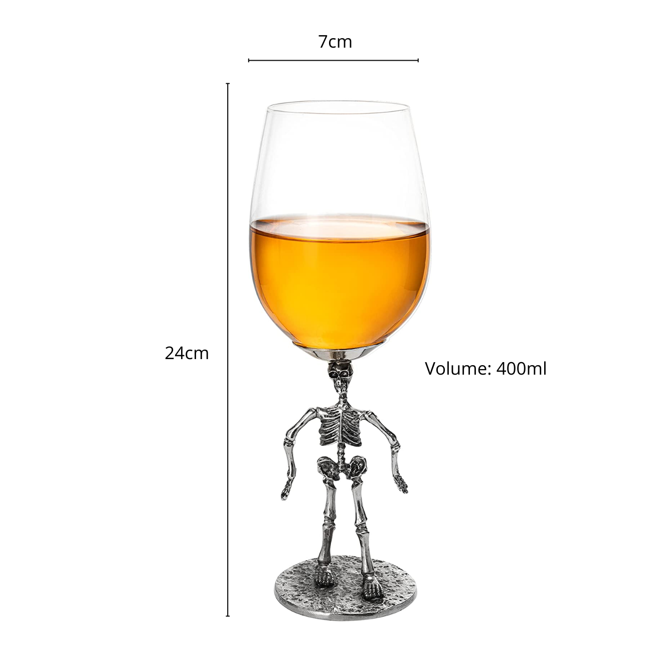 The Wine Savant Stemmed Skeleton Wine Glass Set of 2 - 12oz Skeleton Glasses 10" H
