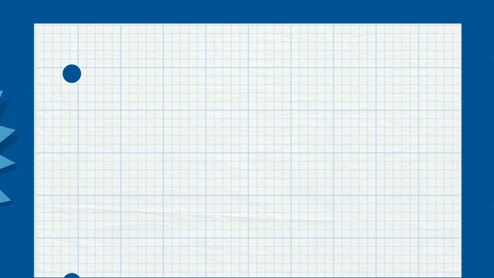 A sheet of graph paper with blue grid lines and two blue punched holes, bordered by a darker blue margin on the sides.