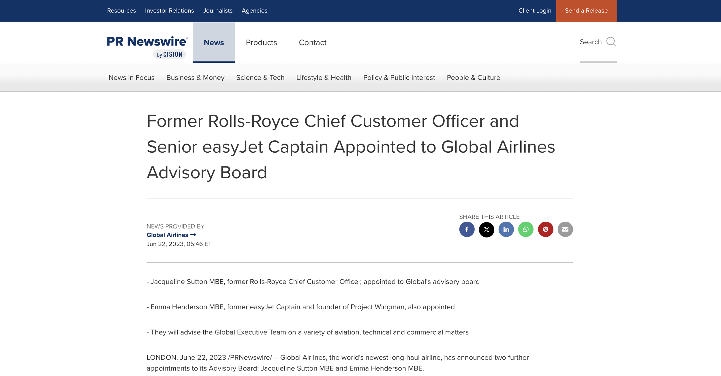 Global Airlines Advisory Board