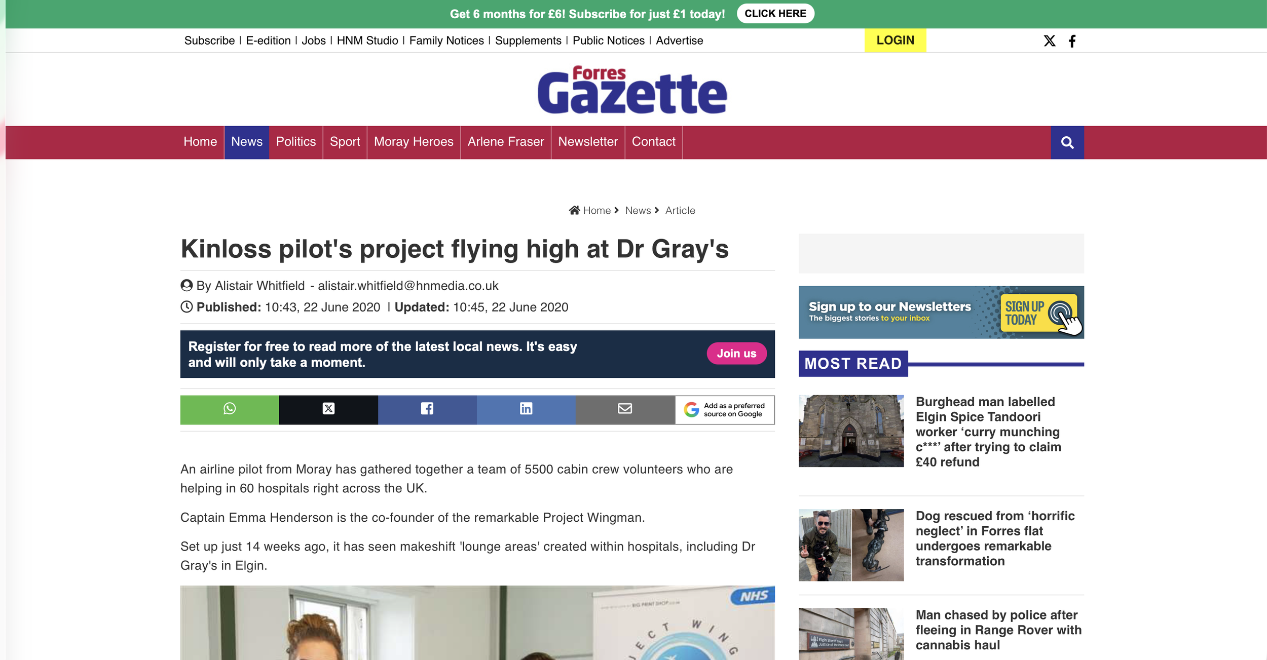 Kinloss pilot's project flying high at Dr Gray's