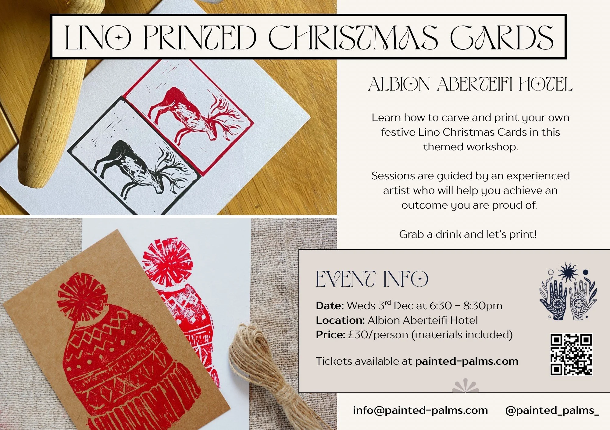 Lino Print Christmas Card Workshop at Albion Aberteifi