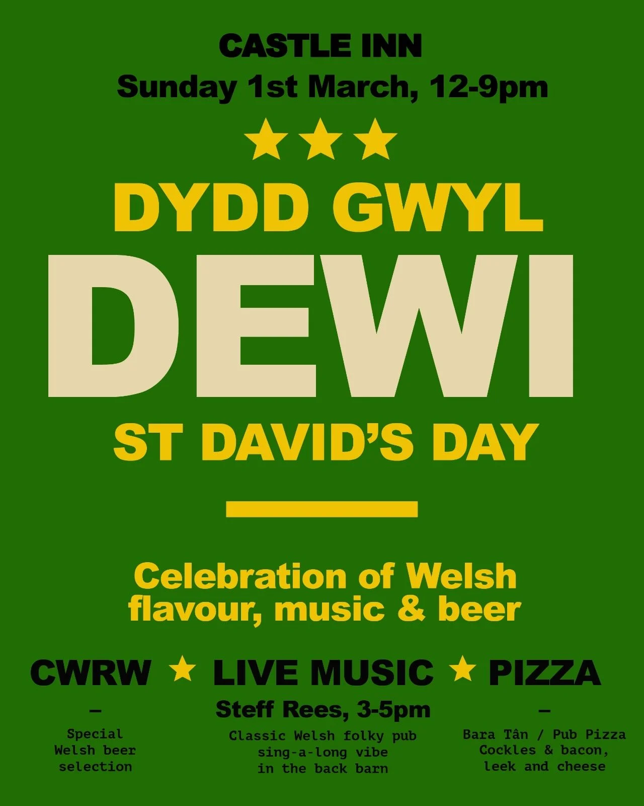 Dydd Gŵyl Dewi Sant / St David Day Fest at The Castle Inn
