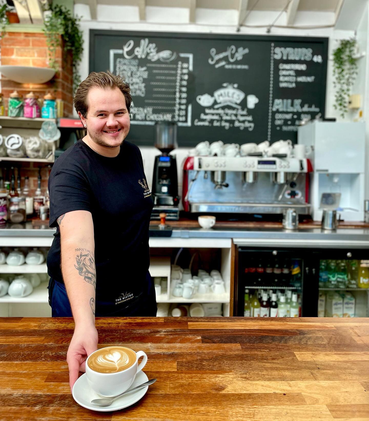 I&rsquo;ll take a Flat White, please Ellis ☕️

Back to work, study, or out for a blustery stomp today? 🌧☔️

Our Bistro is open daily from 9am for breakfast, lunch or afternoon cake &amp; tea - Come and dry off and refuel with a cuppa and a bite..