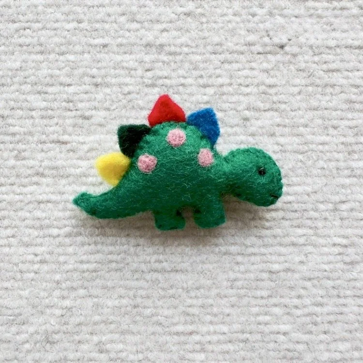 Playful Stegosaurus Felt Brooch