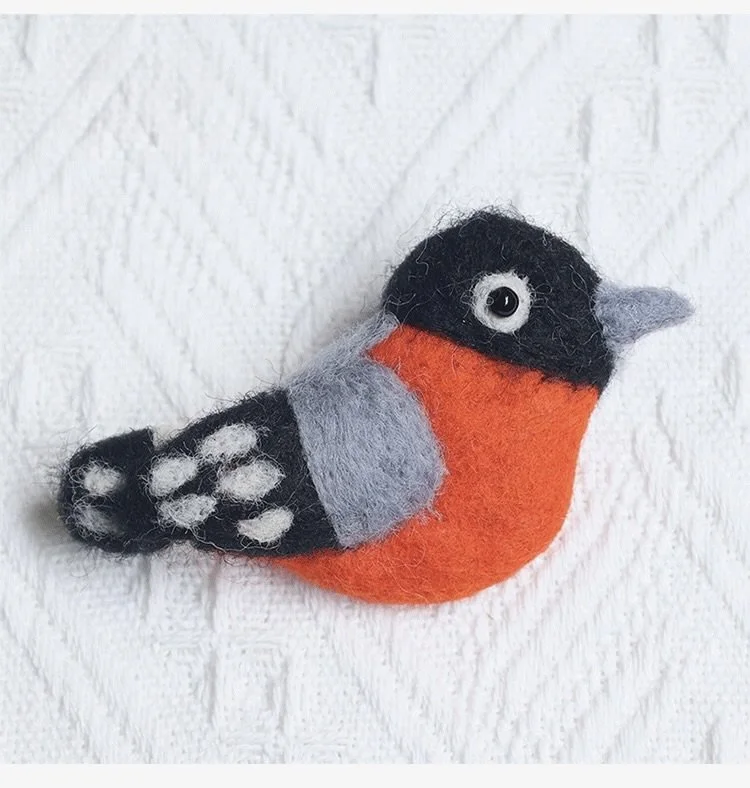 Felt Fire Finch Bird Brooch
