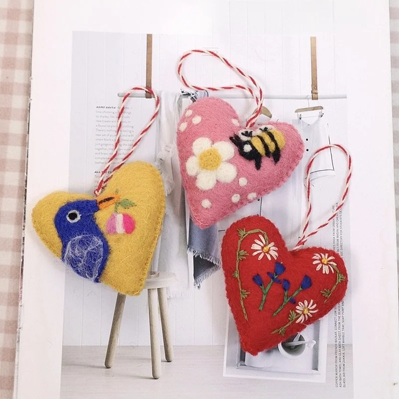 Whimsical Heartfelt Wool Hangers