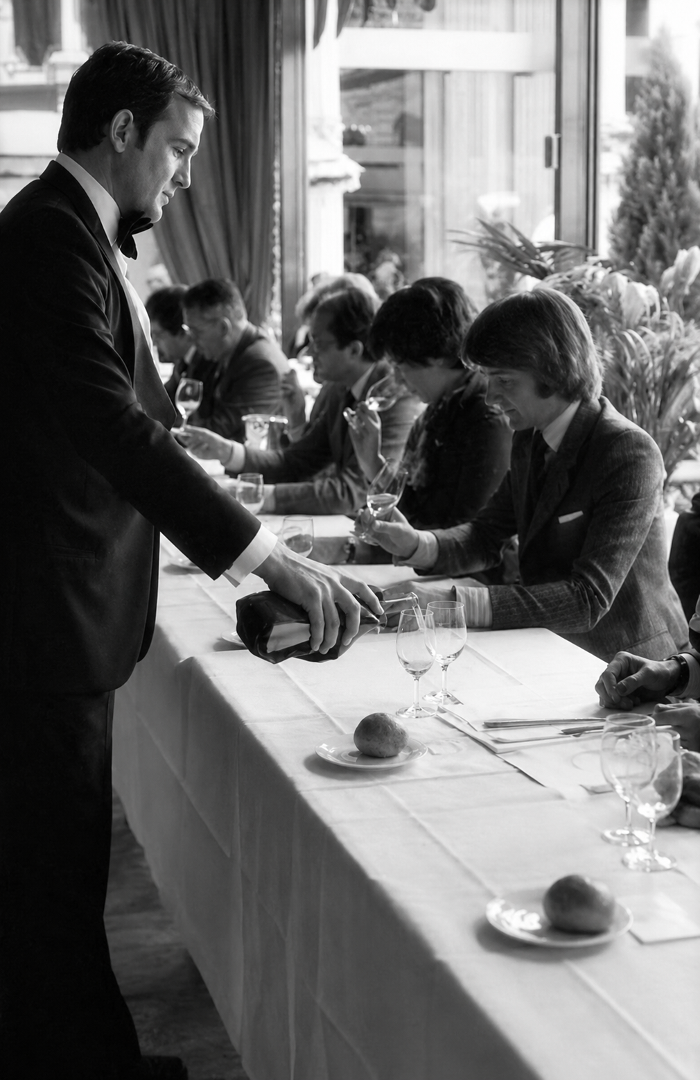 Blind wine tasting with unlabeled bottles at the Judgement of Paris
