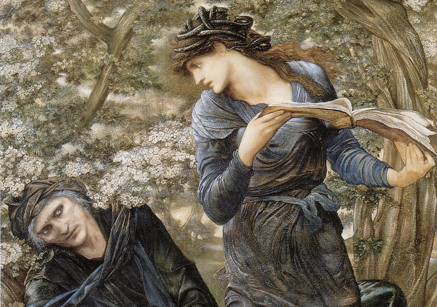 The Beguiling of Merlin by Edward Burne-Jones - The powerful wizard Merlin falls in love with Nimue and teaches her his magical secrets.
