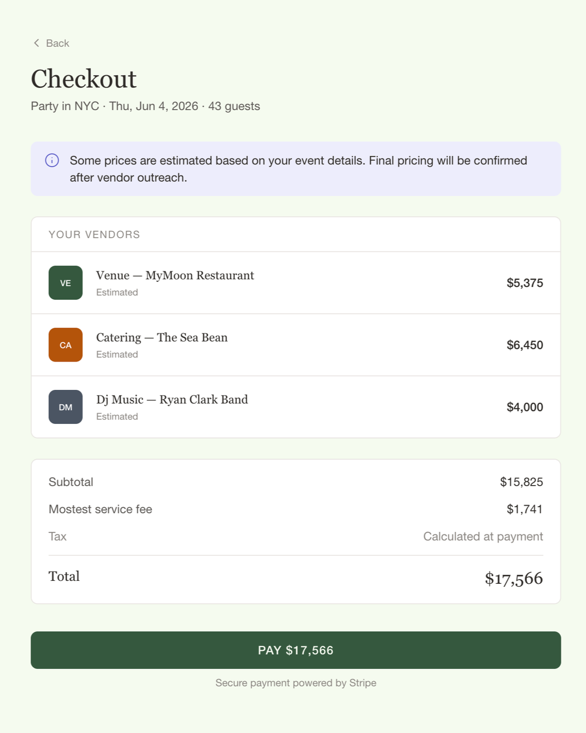 Go from idea to fully booked event in minutes.
