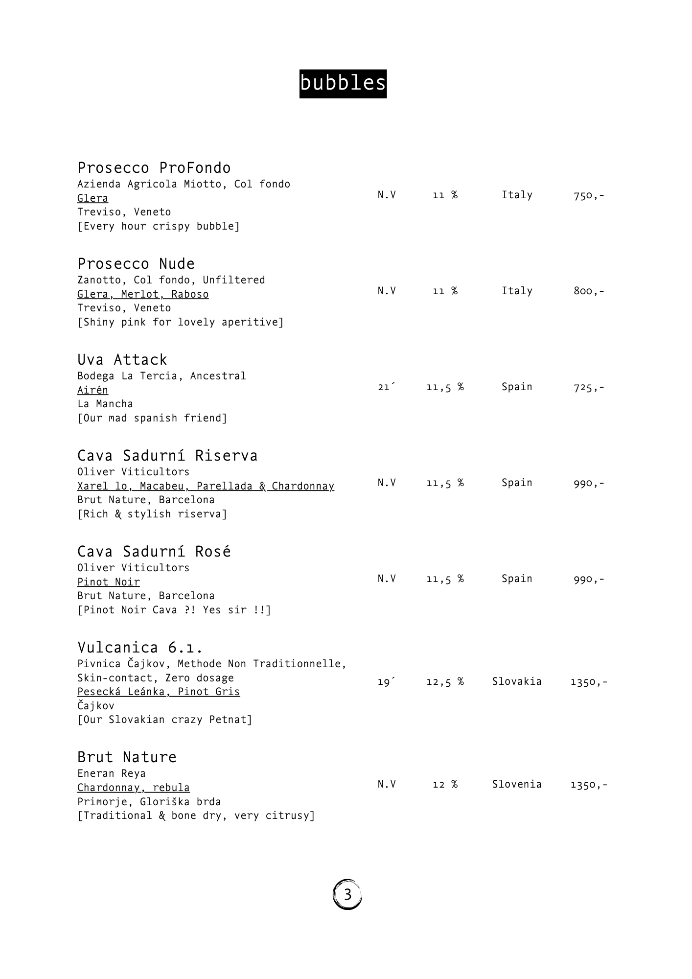 Wine list — SANSHO