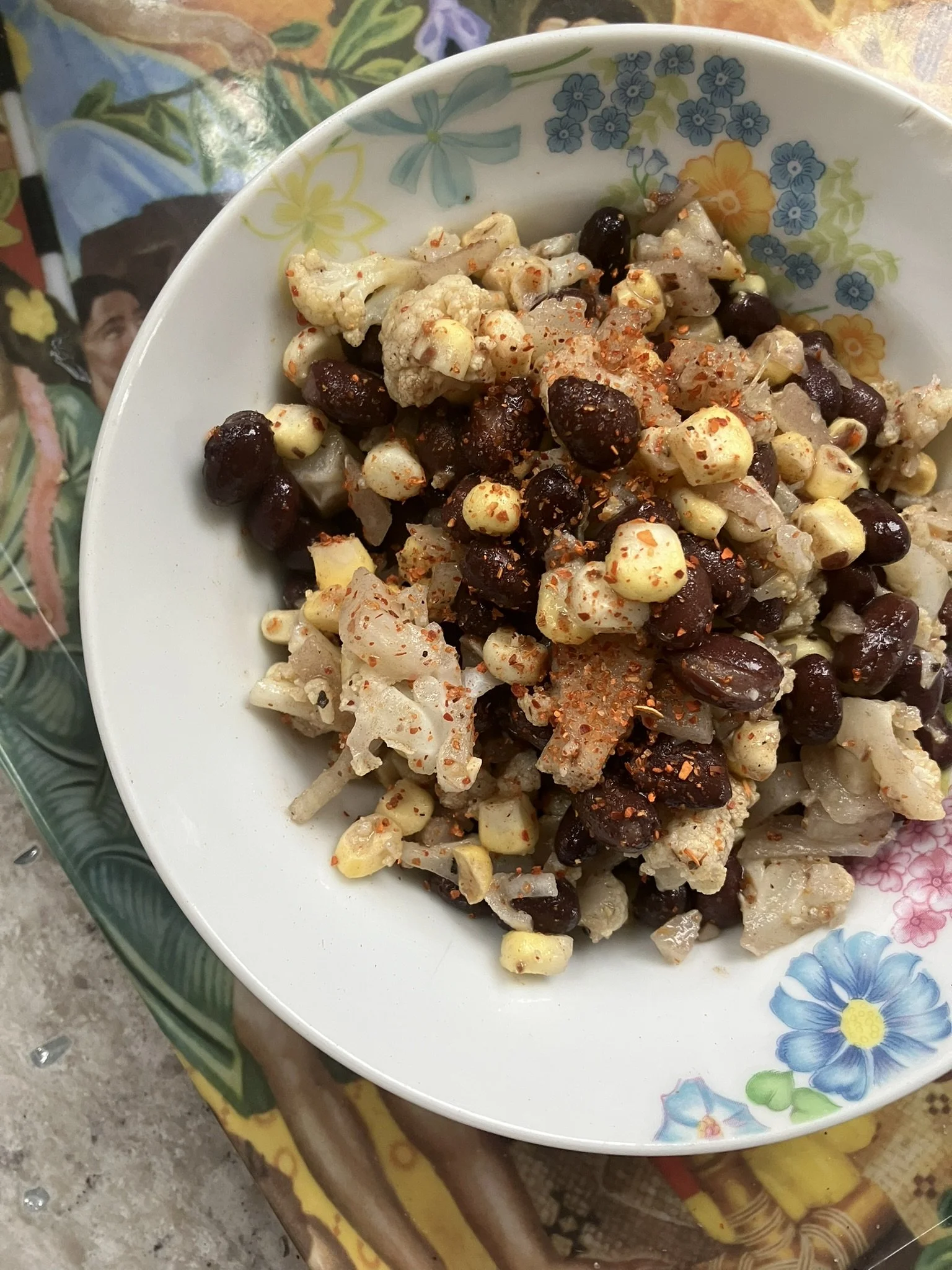 Honey-Lime-Tajin Salad with Black Beans, Corn, and Cauliflower