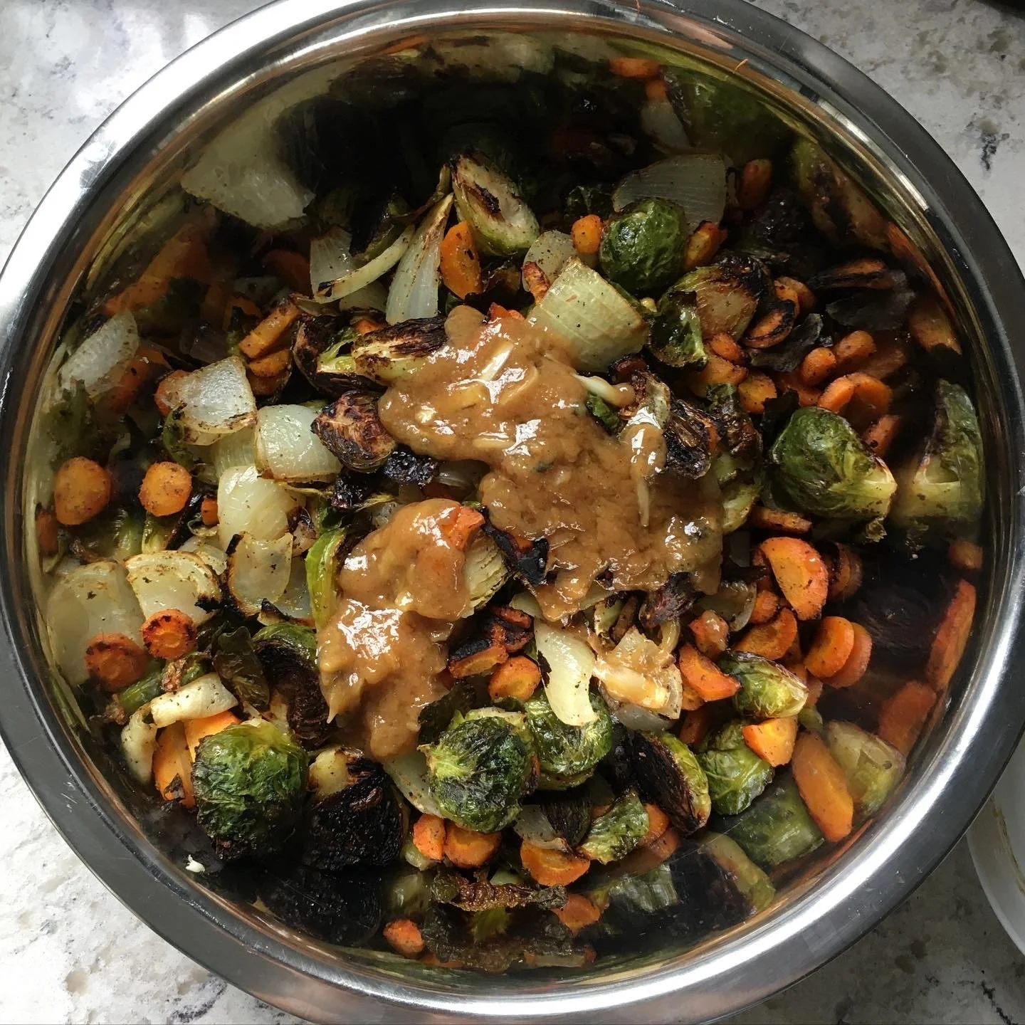 Miso-Glazed Roasted Broccoli, Carrots, and Onions
