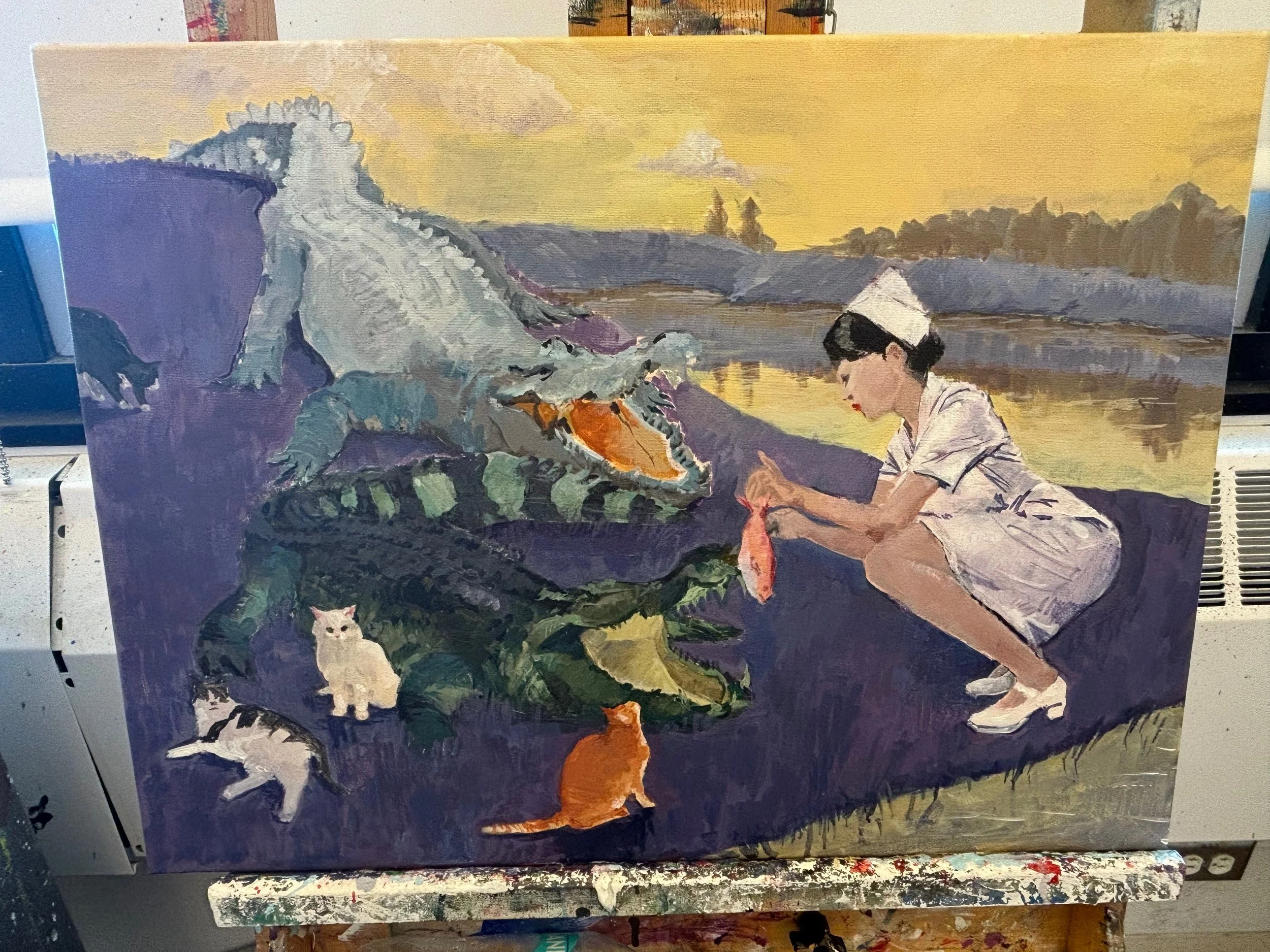 Acrylic on canvas, for intermediate painting class at UCSB