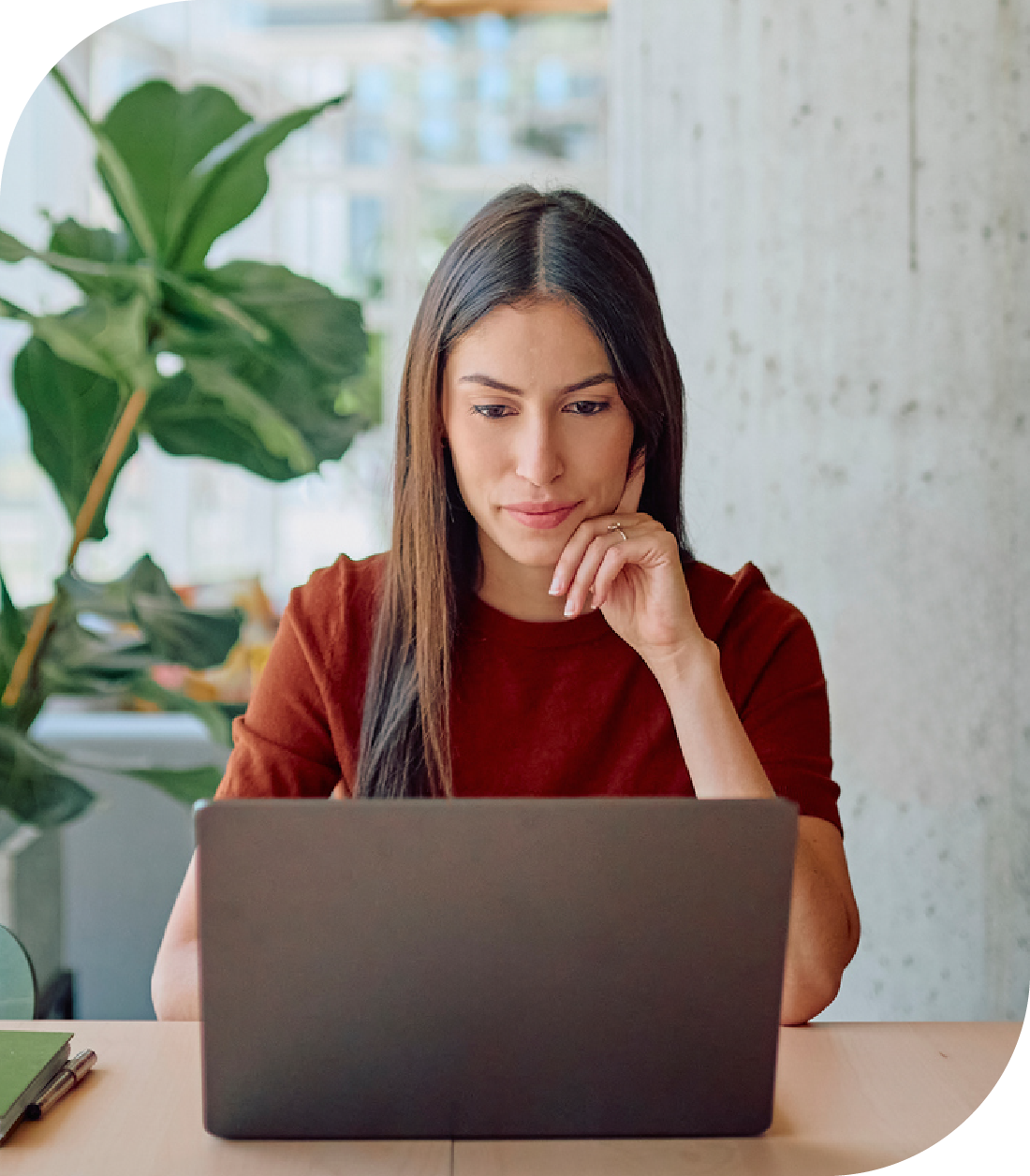Woman learning on her laptop