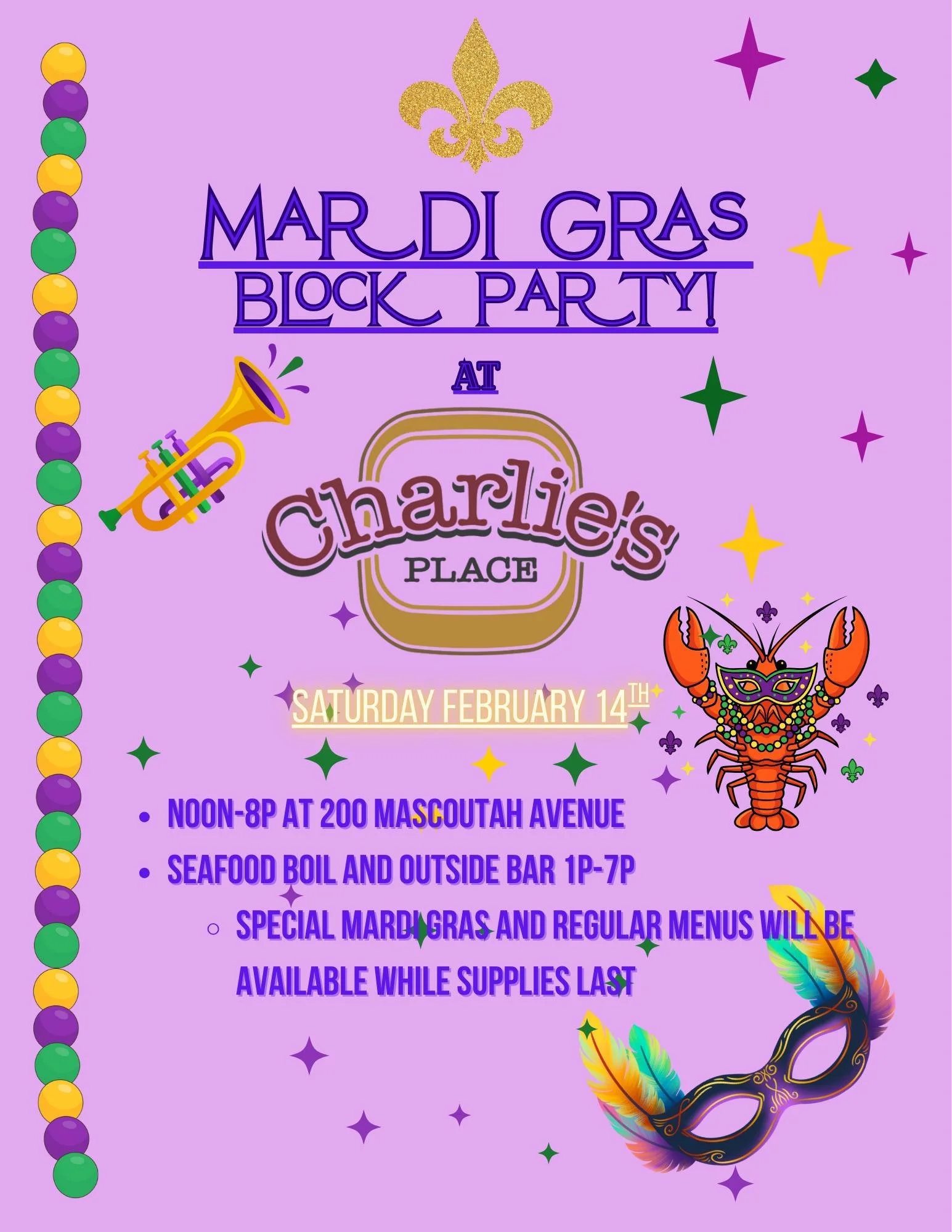 Mardi Gras @ Charlie's Place