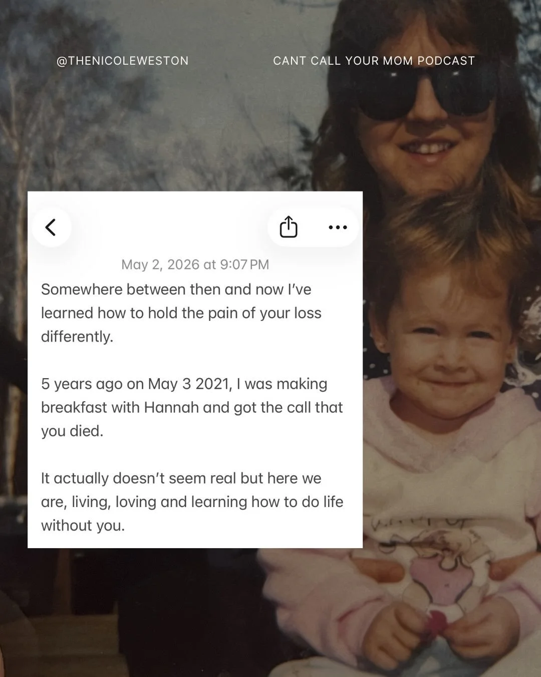 I became a motherless mother on May 3 2021 and then 8 days later it was Mother&rsquo;s Day. 

May is a lot for moms with dead moms. 

If you&rsquo;re here because your mom is dead too I see you, I see the pain you&rsquo;re carrying, that most can&rsq