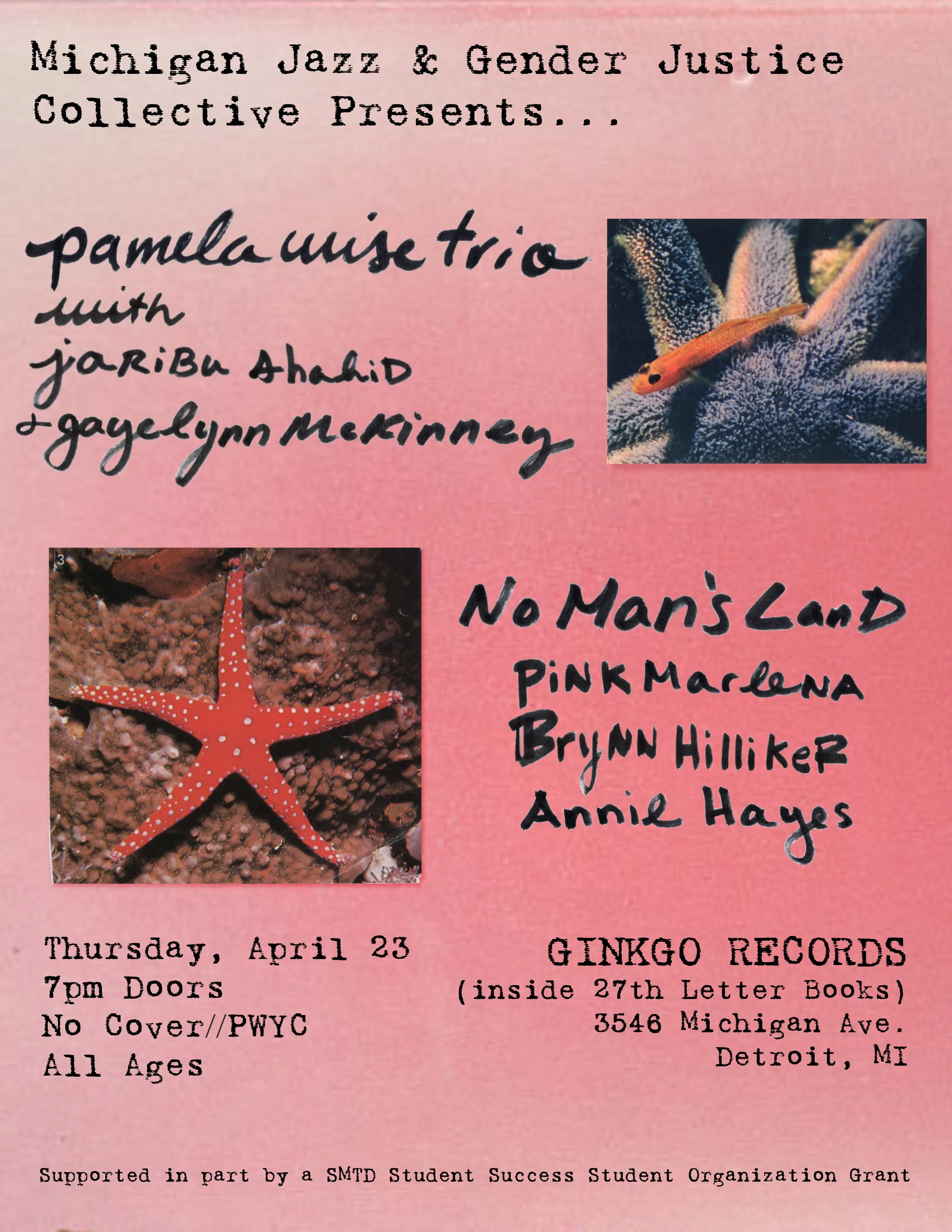 Michigan Jazz & Gender Justice presents: Pamela Wise Trio + No Man's Land