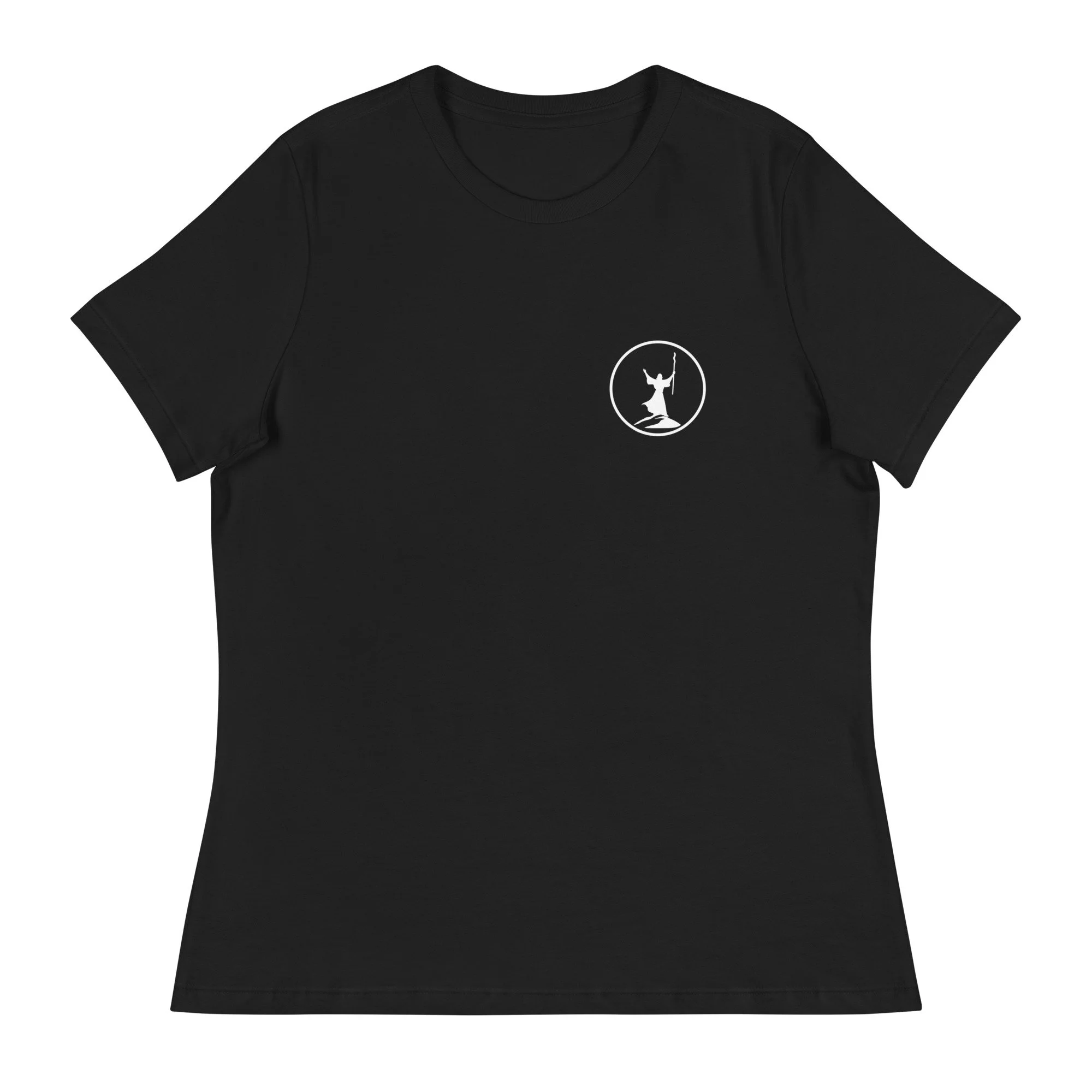 : Close-up of Born for Purpose back print on black relaxed tee