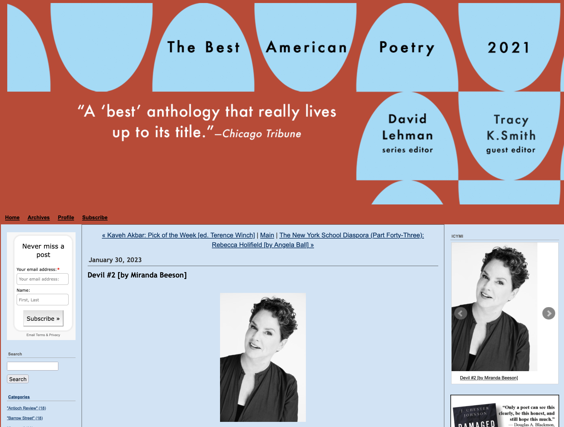 Devil #2 in The Best American Poetry blog