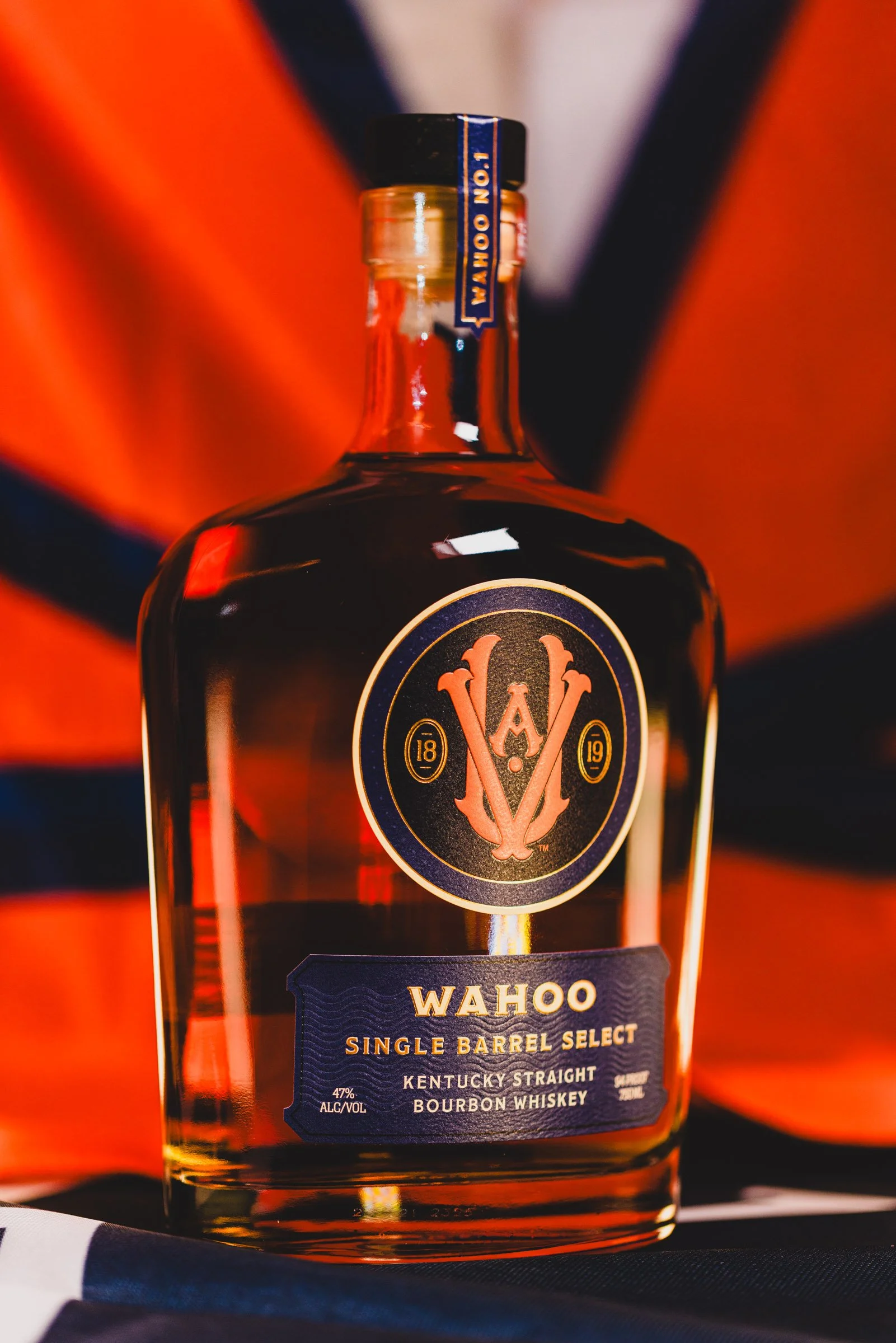 High n' Wicked Wahoo No. 1 Single Barrel Kentucky Straight Bourbon Whiskey bottle, 6 Year Old, UVA Collaboration.