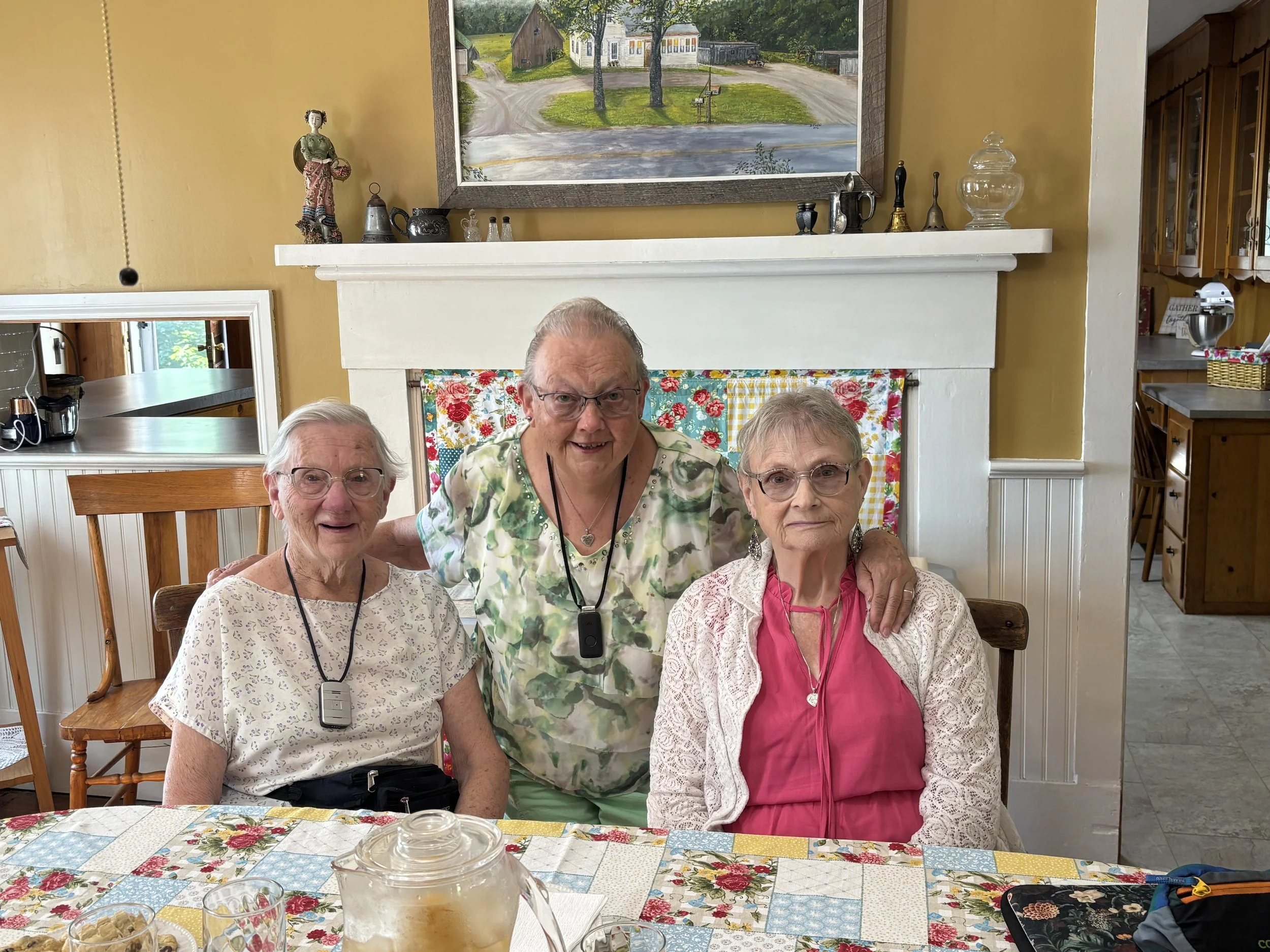 (L-R) Sisters Rachel, Florence, and Lillian Frost in the dining room of the Mariaville, ME farmhouse where they grew up.