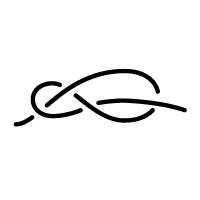A black and white illustration of a knotted rope.