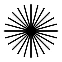 Simple black and white illustration of a firework explosion with radiating lines