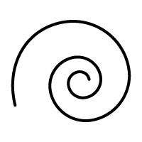 A black background with a white spiral design.